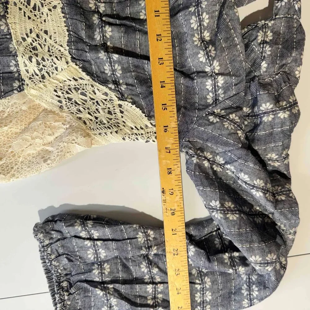 Ryu Anthropologie Peasant Dress Lace Detail Spring Cottagecore Tie Back Medium - Picture 14 of 15